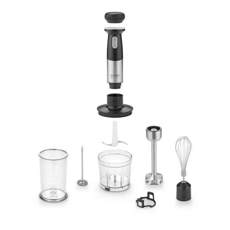 Caso | Set de batidora de brazo inalámbrica 4 en 1 | Click & Mash | Batidora de brazo | 180 W | Velocidad variable | Acero inoxidable/negro