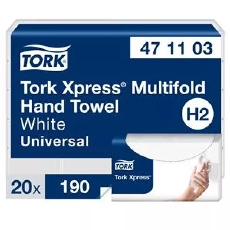 Toallas de papel plegadas Tork Xpress Multifold Universal H2 2 capas, 23,4 x 21,3 cm (20 uds.)