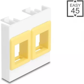 Marco de montaje DELOCK Easy 45 módulo 2 soportes Keystone 45×45 mm blanco/amarillo