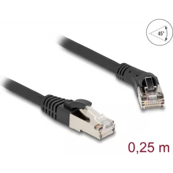 Cable de red DeLOCK RJ45 Cat.8.1 en ángulo de 45° 0,25 m negro