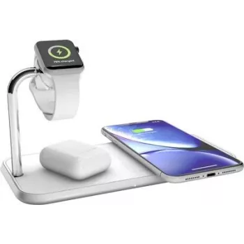 Cargador inalámbrico Zens Dual+Watch Aluminio – Base de carga por inducción + fuente de alimentación AC