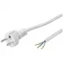 Wentronic Goobay cable de alimentación con toma de tierra resistente al calor para automontaje, 3 m, blanco, plateado, blanco-plateado - Type-F (Type-F, CEE 7/7) > extremos de cable sueltos (50504)