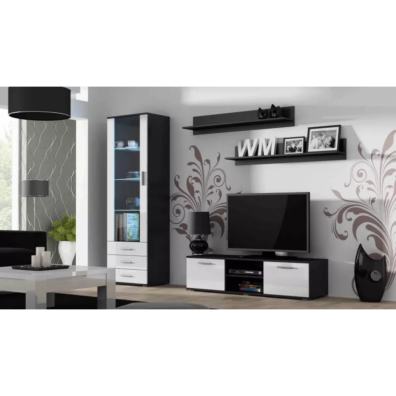 Soporte de TV Cama SOHO 140 negro/blanco brillante