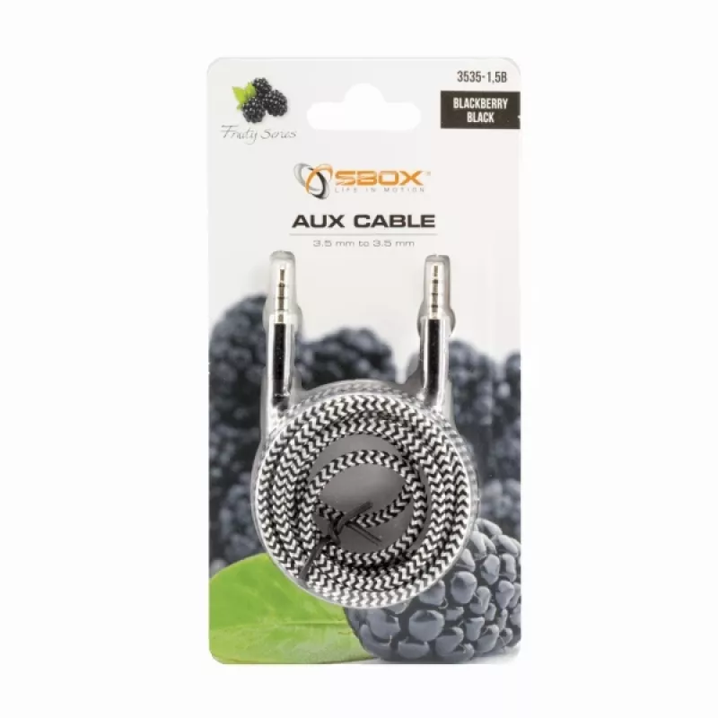 Sbox cable AUX 3,5mm a 3,5mm Blackberry negro 3535-1.5B