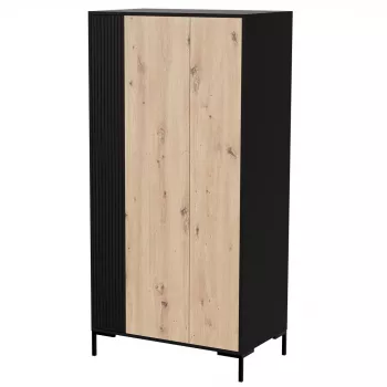 Armario ropero cama meble Cama v, estructura negra, 4 baldas, 900×550×1840 mm