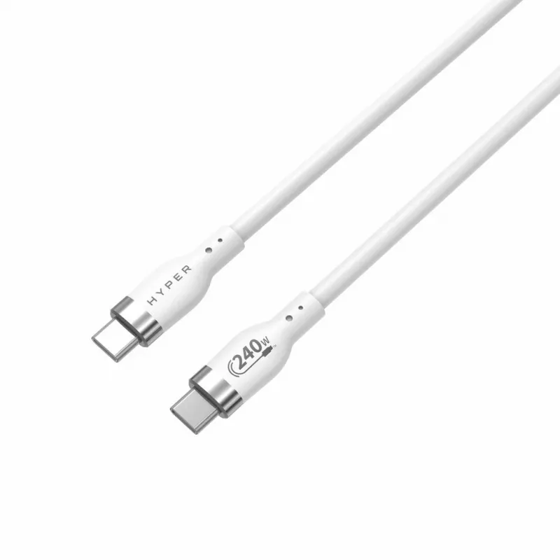 HYPER HyperJuice Cable de silicona USB-C a USB-C 240W (0,9 m/1 m) - blanco