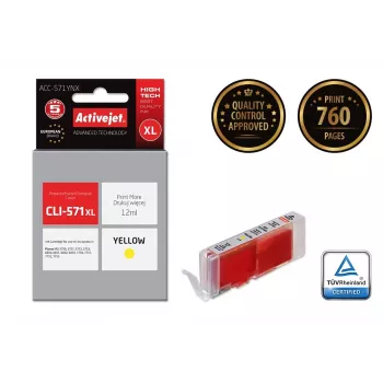 Activejet ACC-571YNX tinta (sustituto de Canon CLI-571XLY; Supreme; 12 ml; amarillo)