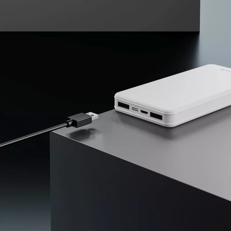 Batería portátil Extralink EPB-078W 10000 mAh blanca, USB-C, salida de 10 W, carga hasta 2 dispositivos