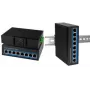 LogiLink Industrial Gibabit Ethernet PoE Switch, 8-Port 10/100/1000 Base-TX RJ45, Plug & Play, carcasa de metal negra - 1 unidad (NS203P)