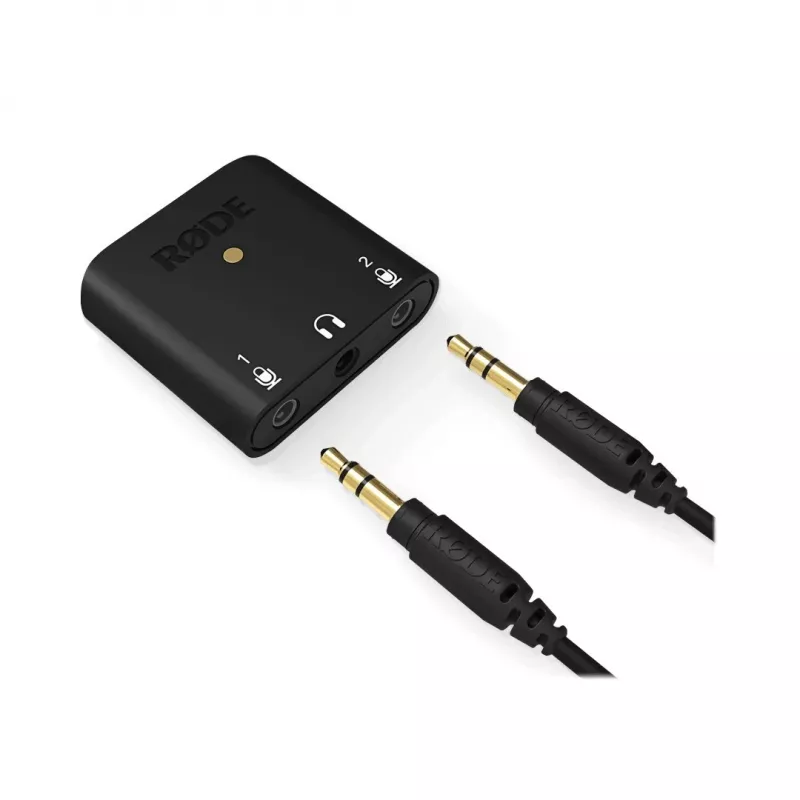 RØDE AI-Micro interfaz de audio móvil, 2x entradas TRS/TRRS de 3,5 mm, salida de auriculares de 3,5 mm, USB-C, negra