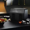 Freidora de aire Petra PT4750BLKVDEEU7, doble cámara, capacidad 3,7 L, negra