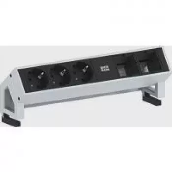 Regleta de enchufes Bachmann DESK 2 0,2 m 3 tomas AC negro acero inoxidable