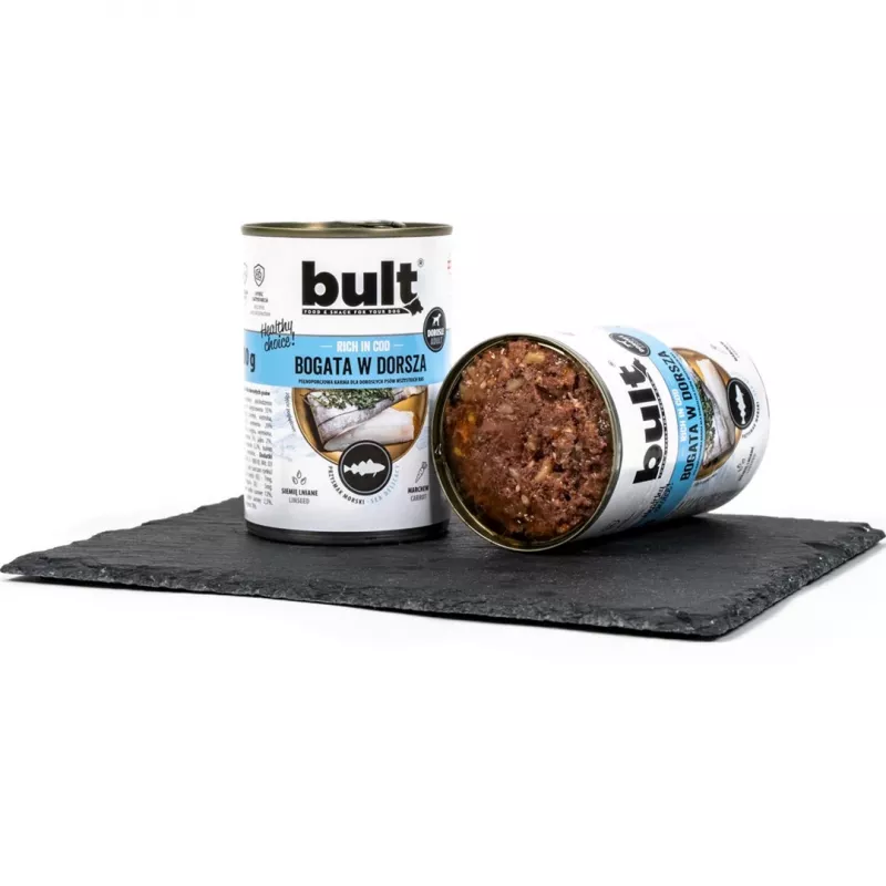 Comida húmeda para perros BULT rica en bacalao 800 g bolsa — comida húmeda completa para perros adultos, 800 g