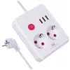 Regleta MACLEAN MCE387 W — 2 tomas de corriente, 3×USB A, 110–240 V, 2500 W, cable de 1,5 m, blanca