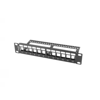 Rack blanking panel LANBERG PPKS-9112-B, 12-port, 1U, metal, grey, 254×44.5×99.3 mm