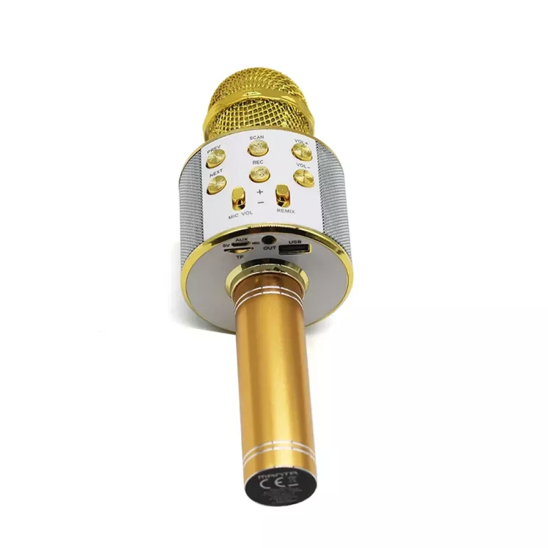Micrófono MANTA MIC10-G oro cardioide portátil — condensador cardioide, diseño de mano