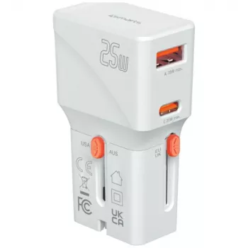 Cargador de viaje 25W World Travel 25W USB-C + A