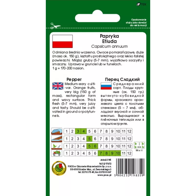 PNOS pimiento Etiuda semillas de hortalizas, 0,5 g