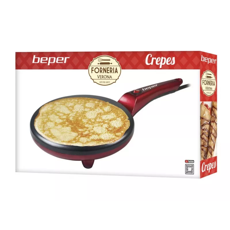 Crepera Beper BT.710Y — máquina eléctrica para crepes, placa antiadherente