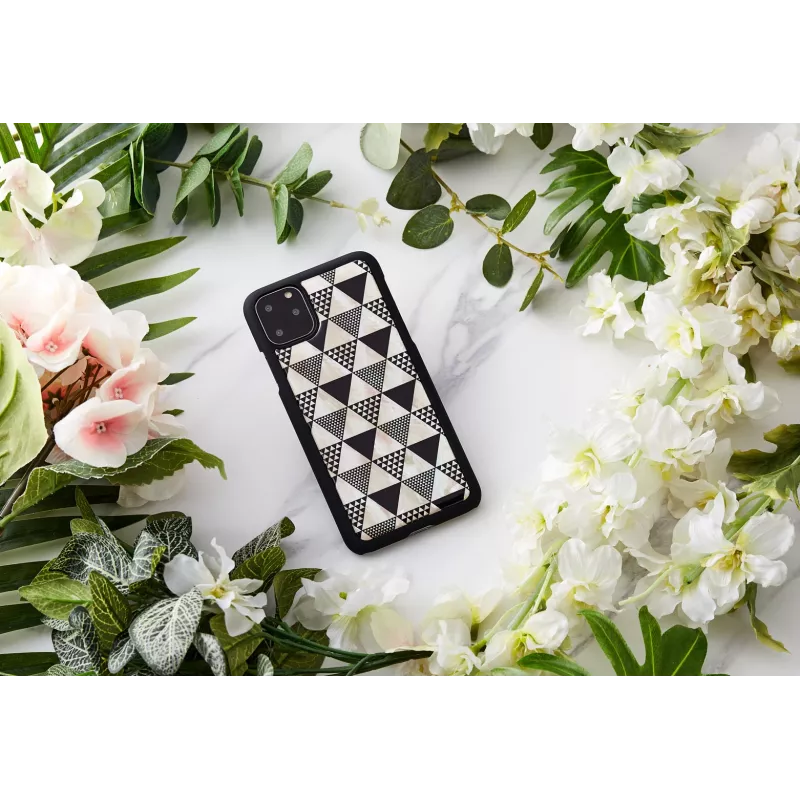 Funda para smartphone iKins para iPhone 11 Pro Max, diseño de pirámides negro, carcasa rígida protectora