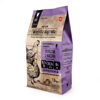 Pienso para gatos wiejskazagroda WZ-KOT-02-16KG pollo pato 1,6 kg, adultos, proteína 44 %, grasa 17 %, sin cereales