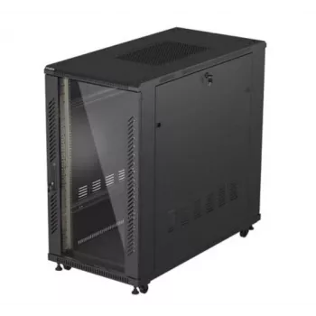 Armario rack LANBERG FF01-6222-12B 22U 600x1200 mm negro con puertas frontal y trasera de cristal