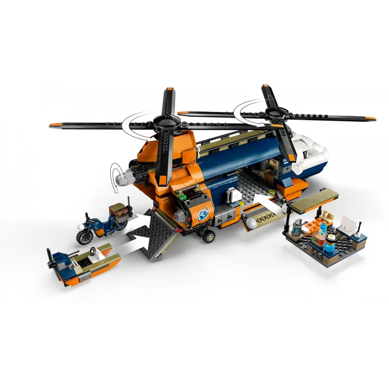 LEGO City 60437 Helicóptero de exploración de la jungla en el campamento base