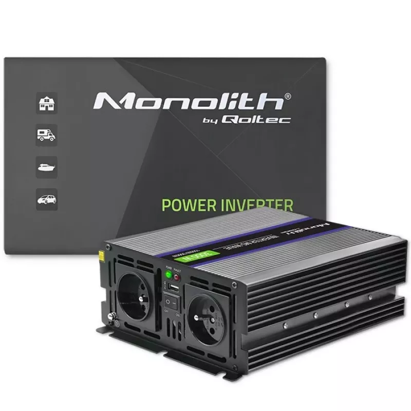 Inversor QOLTEC Monolith 3000 MS Wave, 12V→230V, 1500/3000W, con USB