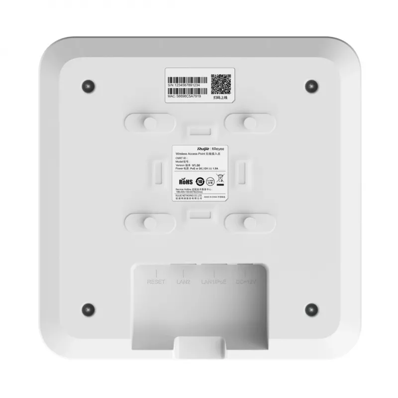 Ruijie Reyee RG-RAP2200(E) punto de acceso inalámbrico, WiFi 5 AC1276, doble banda 2,4/5 GHz, 2x GbE, entrada PoE, montaje en techo para interior, Mesh