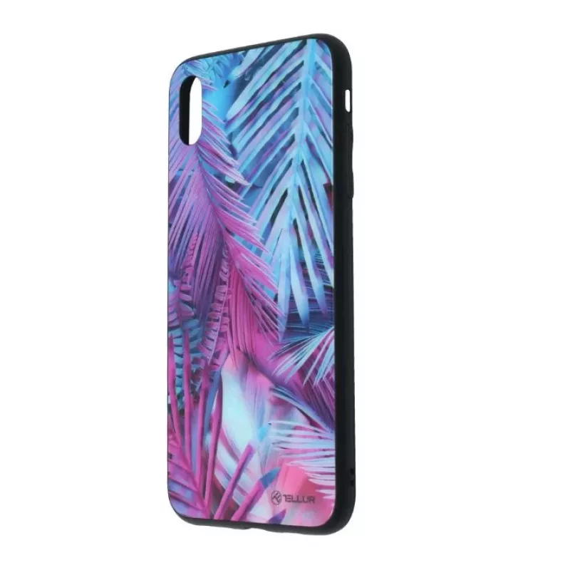 Funda protectora de cristal Tellur para iPhone XS Max con diseño de palmeras impreso