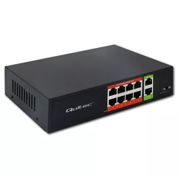 Switch de red QOLTEC Fast Ethernet PoE 8xRJ45 con 2xRJ45 uplink