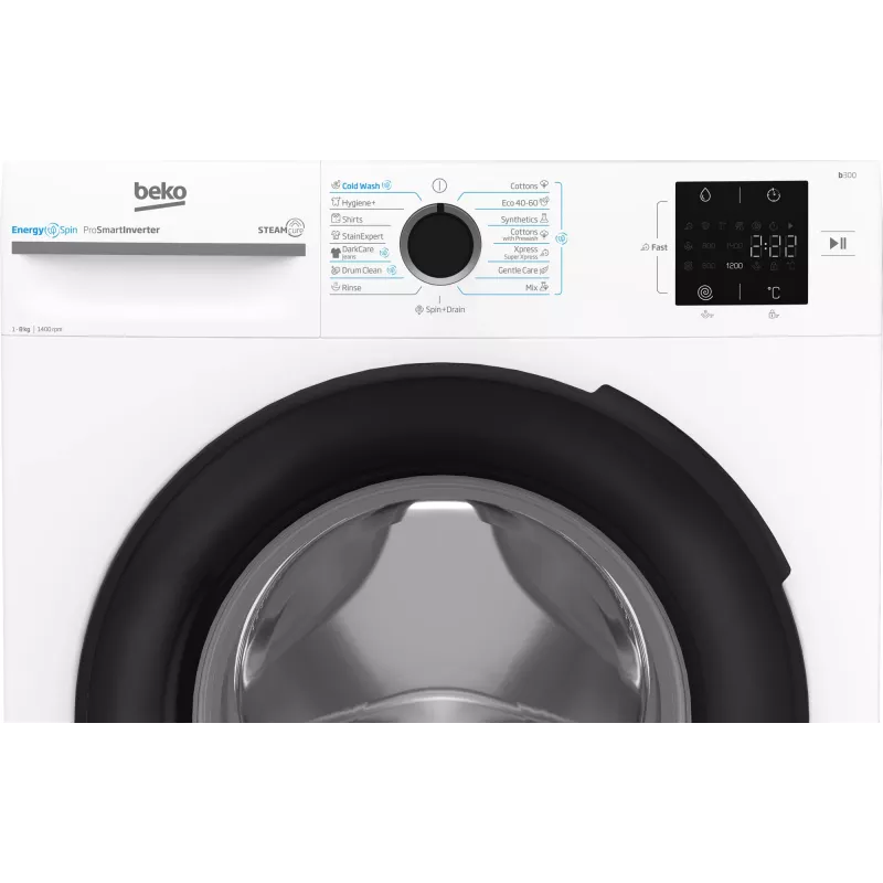 BEKO Lavadora BM3WFSU38413WB, 8 kg, clase energética A, 51,8 cm, 1400 rpm, motor inverter
