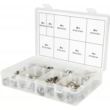 Abrazaderas de manguera ks tools 970 — set ajustable de 1 oreja 170 piezas, diámetro 5,8–21 mm