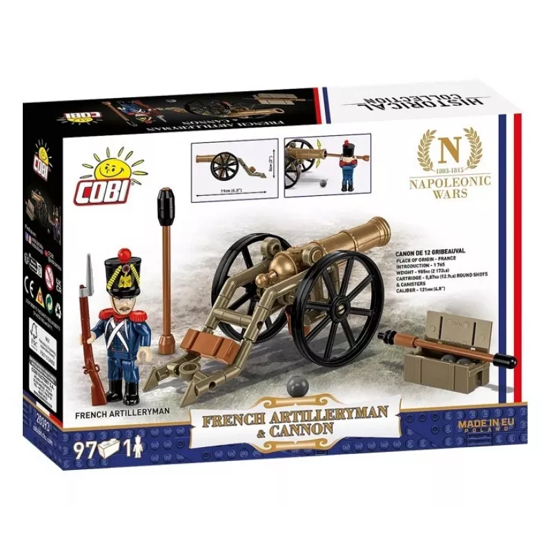 Set de bloques artillero francés con cañón, 97 piezas