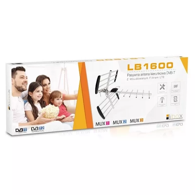 Libox LB1600 antena de TV direccional DVB-T, 16 elementos, pasiva, de exterior, 18 dB, filtro LTE