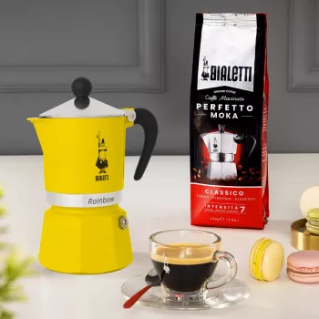 Cafetera moka Bialetti Rainbow Negro Amarillo