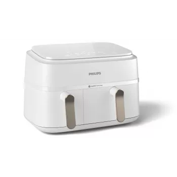 Freidora Philips serie 3000 NA353/10 doble 9 L de pie 2750 W freidora de aire plata, blanco