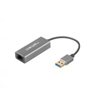 Hub USB NATEC Cricket USB 3.2 Gen 1 Type-A con RJ-45 Ethernet 1000 Mbit/s, carcasa de aluminio, negro