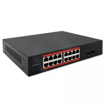 Switch de red QOLTEC 52364 — Gigabit Ethernet PoE 16xRJ45, 2xSFP