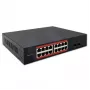 Switch de red QOLTEC 52364 — Gigabit Ethernet PoE 16xRJ45, 2xSFP