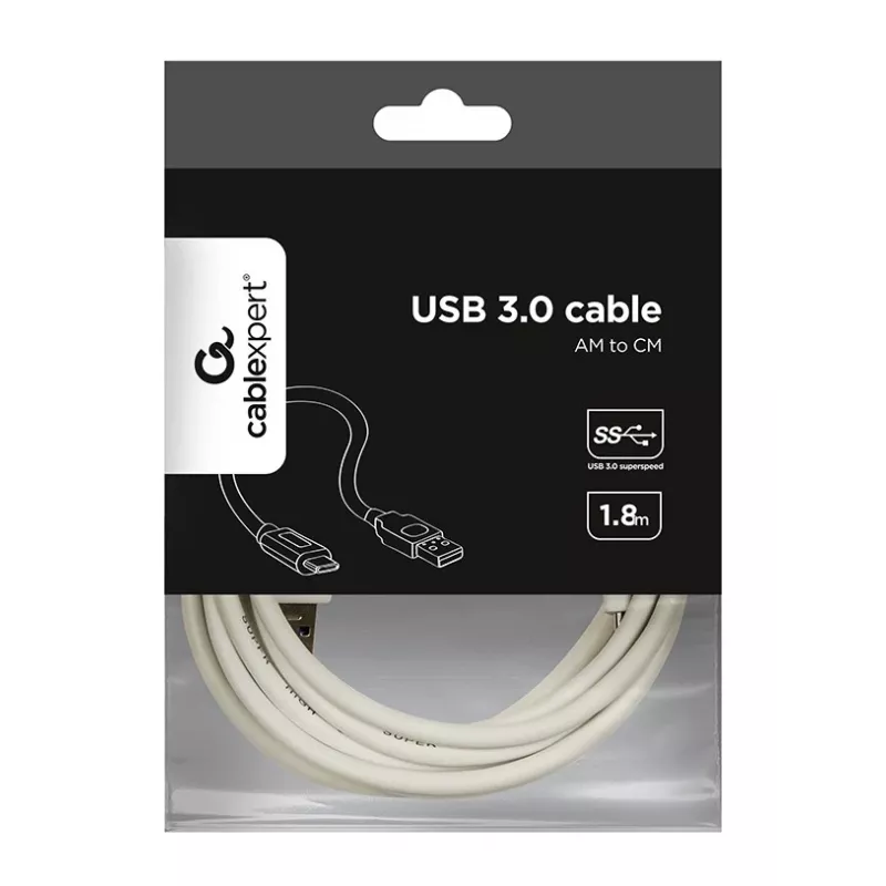 Gembird CCP-USB3-AMCM-6-W cable USB 3.0, de USB-A a USB-C, 1,8 m, blanco