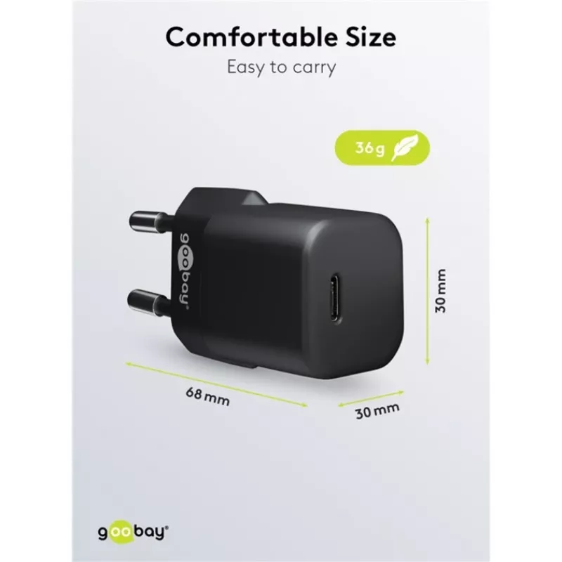 Cargador para dispositivos móviles Goobay 65403 universal negro carga rápida AC