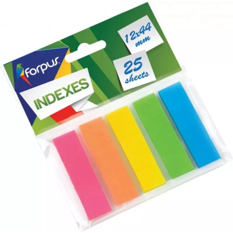 Índice de papel Forpus, 12x44 mm, surtido, plástico (5x25)