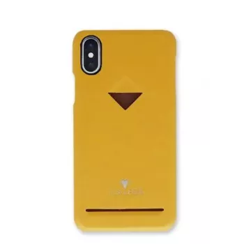 Funda con compartimento para tarjetas VixFox para iPhone XR, amarillo mostaza, funda protectora fina con compartimento para tarjetas