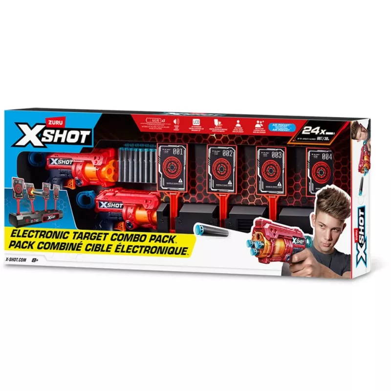 Diana interactiva XSHOT y Fury 4 pack de 2, bláster de dardos