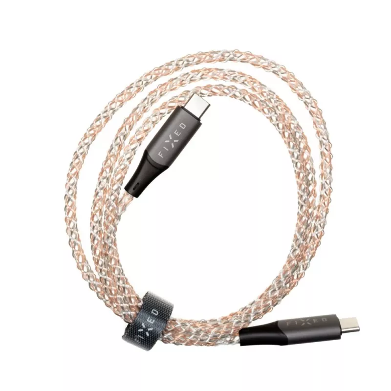 Cable de carga USB-C a USB-C FIXED FIXDLED-CC-RA con soporte PD y longitud fija, LED arcoíris integrado