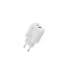 Cargador USB GaN de interior DIGITUS DA-10301 — 30W, 1× USB-C, 1× USB-A, 100–240V, blanco