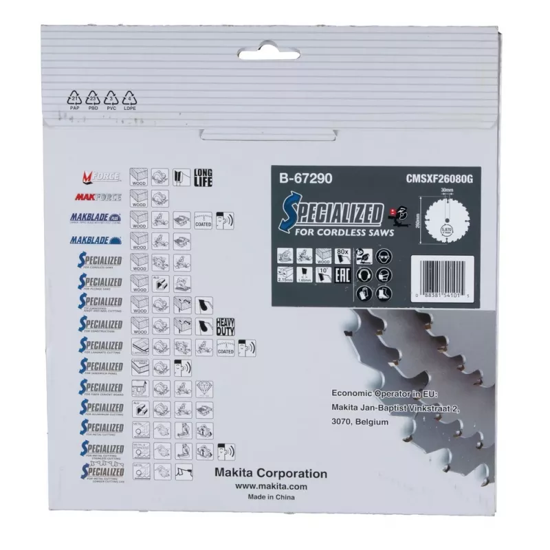 Hoja de sierra T.C.T. 260X2.15X30mm 10° T80 EFFICUT