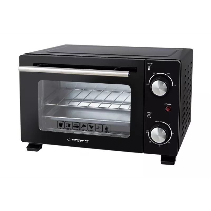 Esperanza EKO007N Calzone minihorno, 10 l, 800 W, negro