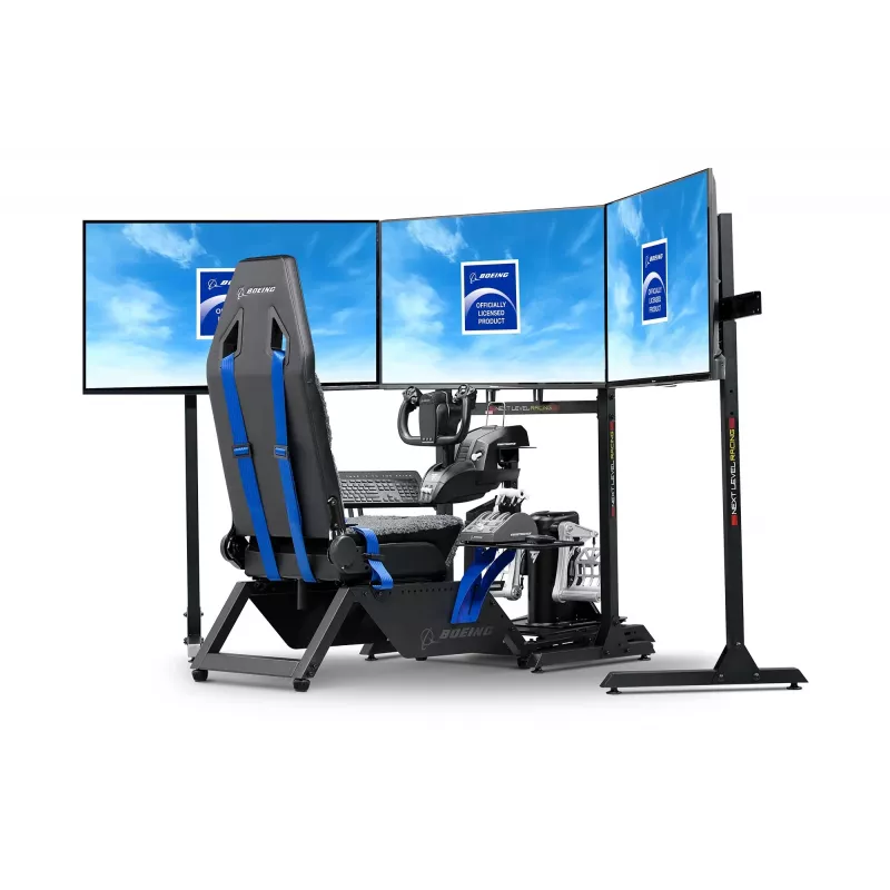 Cabina de simulador de vuelo Next Level Racing Boeing Commercial Edition, detalles azules
